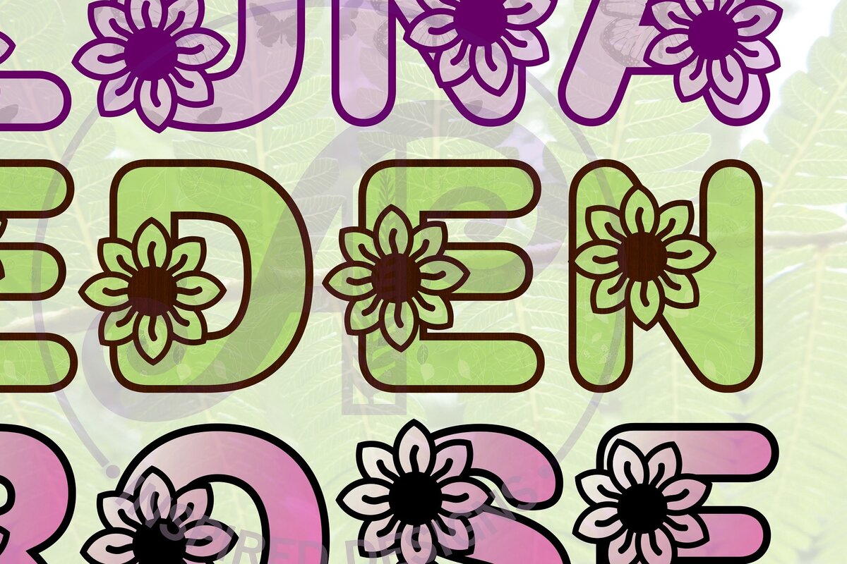 Intra απο ξύλο plywood  Χρώμα wenge 3mm-4mm πάχος - Σύνολο λουλουδιών γραμμάτων αλφάβητου Cut Files Δίασταση 30x20 cm INTRAFABR-68553898