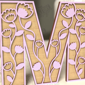 Intra απο ξύλο plywood Χρώμα wenge 3mm-4mm πάχος - Γράμματα λουλουδιών | Alphabet | Floral Design Δίασταση 30x20 cm INTRAFABR-68553917 - Image 1