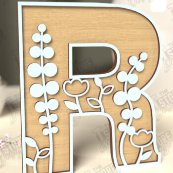 Intra απο ξύλο plywood Χρώμα wenge 3mm-4mm πάχος - Γράμματα λουλουδιών | Alphabet | Floral Design Δίασταση 30x20 cm INTRAFABR-108872021 - Image 1