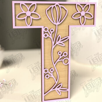 Intra απο ξύλο plywood Χρώμα wenge 3mm-4mm πάχος - Γράμματα λουλουδιών | Alphabet | Floral Design Δίασταση 30x20 cm INTRAFABR-109732359 - Image 1