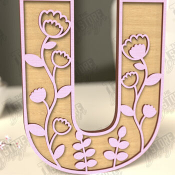 Intra απο ξύλο plywood Χρώμα wenge 3mm-4mm πάχος - Γράμματα λουλουδιών | Alphabet | Floral Design Δίασταση 30x20 cm INTRAFABR-68553882 - Image 1