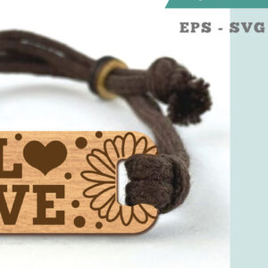 Intra απο ξύλο plywood  Χρώμα wenge 3mm-4mm πάχος - Βραχιόλι Flower Love 2 Δίασταση 4x4 cm INTRAFABR-45795892