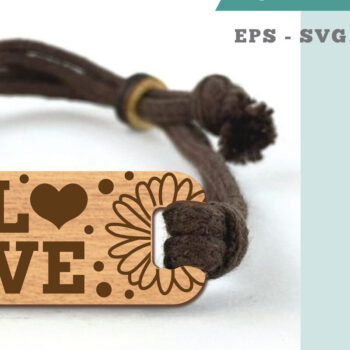 Intra απο ξύλο plywood  Χρώμα wenge 3mm-4mm πάχος - Βραχιόλι Flower Love 2 Δίασταση 4x4 cm INTRAFABR-45795892 - Image 1