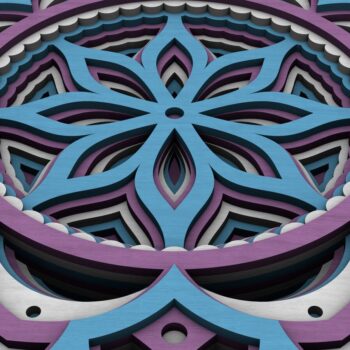 Intra απο ξύλο plywood  Χρώμα wenge 3mm-4mm πάχος - Flower Mandala , Layered Mandala Δίασταση 30x30 cm INTRAFABR-46982141 - Image 5