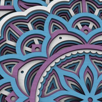 Intra απο ξύλο plywood  Χρώμα wenge 3mm-4mm πάχος - Flower Mandala , Layered Mandala Δίασταση 30x30 cm INTRAFABR-46982141 - Image 6