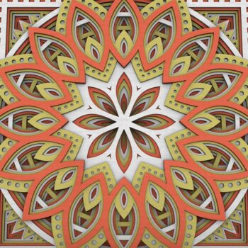 Intra απο ξύλο plywood  Χρώμα wenge 3mm-4mm πάχος - Flower Mandala , Layered Mandala Δίασταση 30x30 cm INTRAFABR-45794773 - Image 1