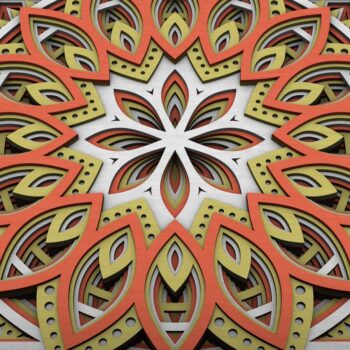 Intra απο ξύλο plywood  Χρώμα wenge 3mm-4mm πάχος - Flower Mandala , Layered Mandala Δίασταση 30x30 cm INTRAFABR-45794773 - Image 4