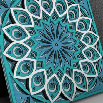 Intra απο ξύλο plywood  Χρώμα wenge 3mm-4mm πάχος - Flower Mandala , Layered Mandala Δίασταση 30x30 cm INTRAFABR-61936188 - Image 2