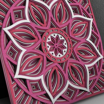 Intra απο ξύλο plywood  Χρώμα wenge 3mm-4mm πάχος - Flower Mandala , Layered Mandala Δίασταση 30x30 cm INTRAFABR-37466605 - Image 2