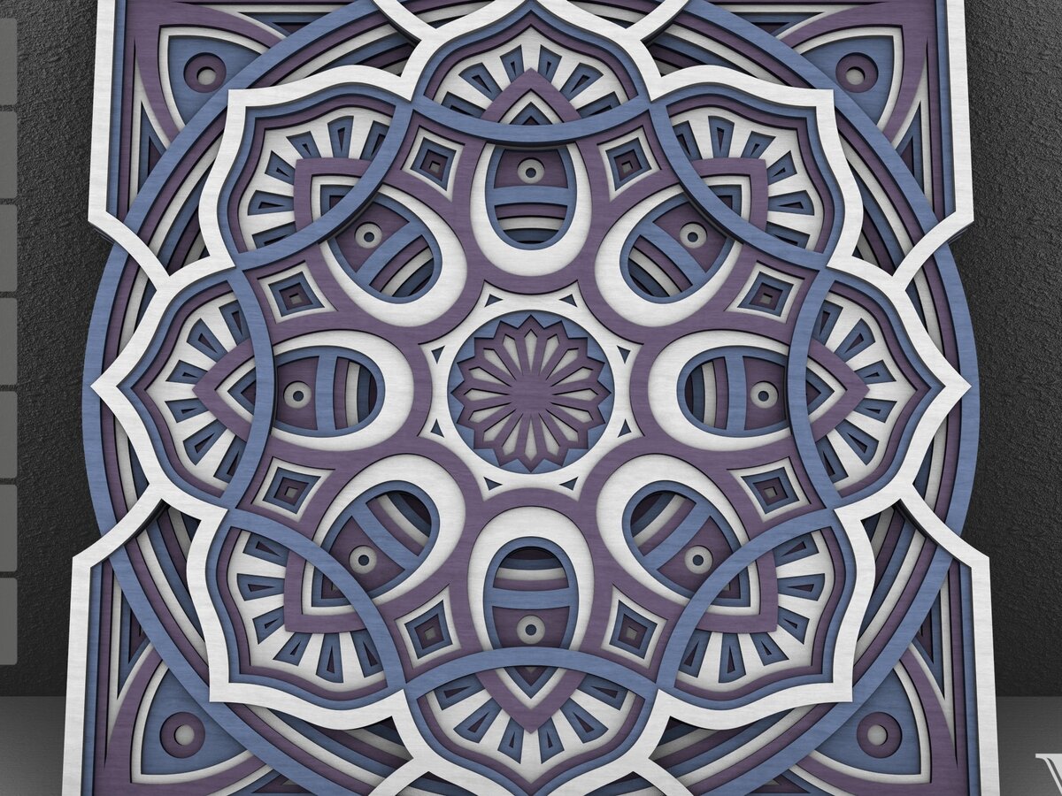 Intra απο ξύλο plywood  Χρώμα wenge 3mm-4mm πάχος - Flower Mandala , Layered Mandala Δίασταση 30x30 cm INTRAFABR-37466625