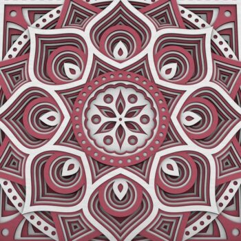 Intra απο ξύλο plywood  Χρώμα wenge 3mm-4mm πάχος - Flower Mandala , Layered Mandala Δίασταση 30x30 cm INTRAFABR-37466657 - Image 1