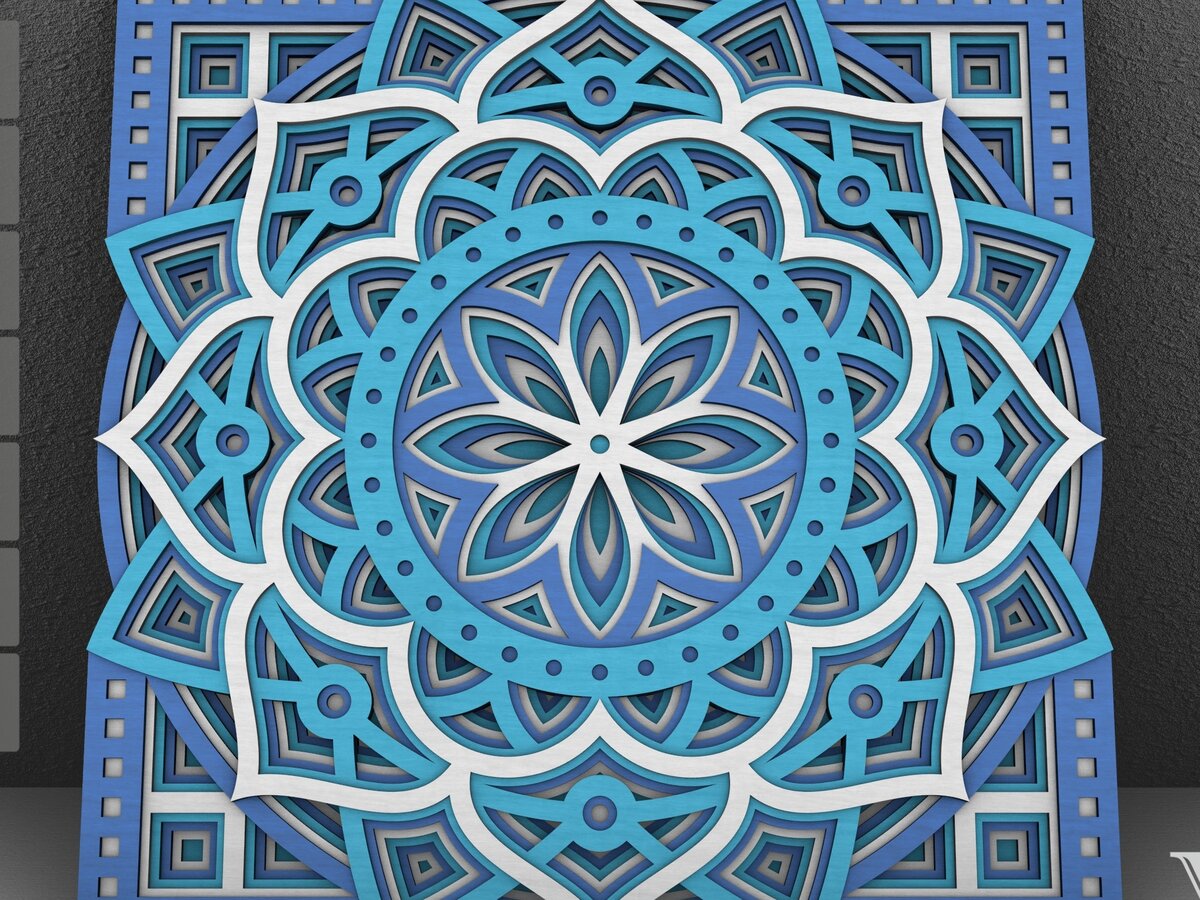 Intra απο ξύλο plywood  Χρώμα wenge 3mm-4mm πάχος - Flower Mandala , Layered Mandala Δίασταση 30x30 cm INTRAFABR-37466686