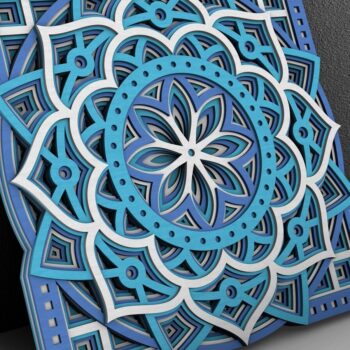 Intra απο ξύλο plywood  Χρώμα wenge 3mm-4mm πάχος - Flower Mandala , Layered Mandala Δίασταση 30x30 cm INTRAFABR-37466686 - Image 2