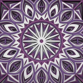 Intra απο ξύλο plywood  Χρώμα wenge 3mm-4mm πάχος - Flower Mandala , Layered Mandala Δίασταση 30x30 cm INTRAFABR-37466703 - Image 1