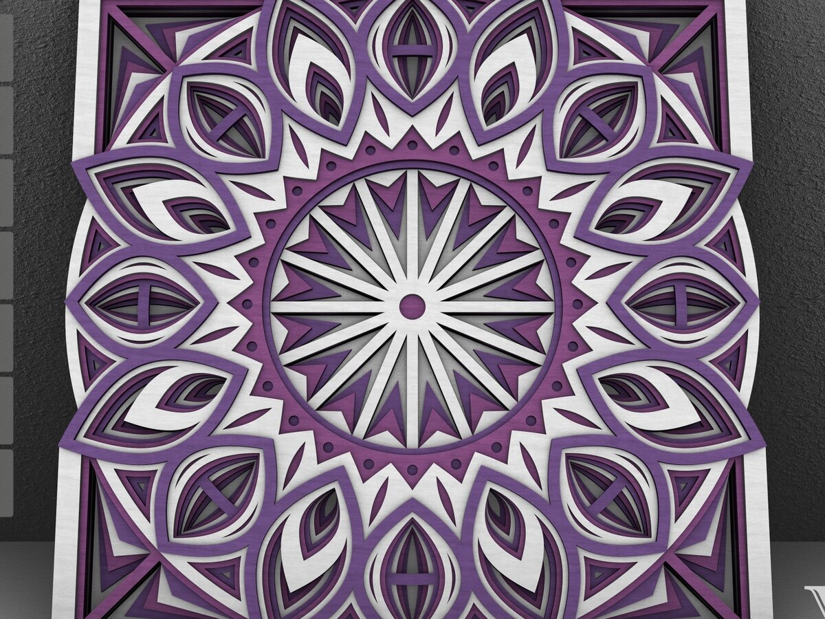 Intra απο ξύλο plywood  Χρώμα wenge 3mm-4mm πάχος - Flower Mandala , Layered Mandala Δίασταση 30x30 cm INTRAFABR-37466703