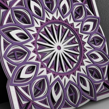 Intra απο ξύλο plywood  Χρώμα wenge 3mm-4mm πάχος - Flower Mandala , Layered Mandala Δίασταση 30x30 cm INTRAFABR-37466703 - Image 2