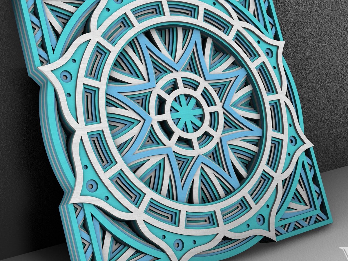 Intra απο ξύλο plywood  Χρώμα wenge 3mm-4mm πάχος - Flower Mandala , Layered Mandala Δίασταση 30x30 cm INTRAFABR-37466571