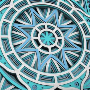 Intra απο ξύλο plywood  Χρώμα wenge 3mm-4mm πάχος - Flower Mandala , Layered Mandala Δίασταση 30x30 cm INTRAFABR-37466571 - Image 2