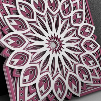 Intra απο ξύλο plywood  Χρώμα wenge 3mm-4mm πάχος - Flower Mandala , Layered Mandala Δίασταση 30x30 cm INTRAFABR-4413001 - Image 2