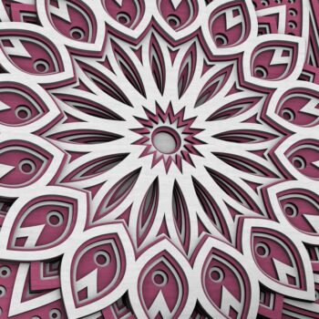 Intra απο ξύλο plywood  Χρώμα wenge 3mm-4mm πάχος - Flower Mandala , Layered Mandala Δίασταση 30x30 cm INTRAFABR-4413001 - Image 3