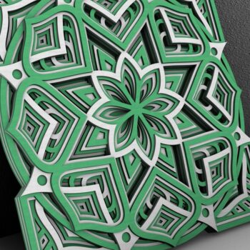 Intra απο ξύλο plywood  Χρώμα wenge 3mm-4mm πάχος - Flower Mandala , Layered Mandala Δίασταση 30x30 cm INTRAFABR-65234386 - Image 2