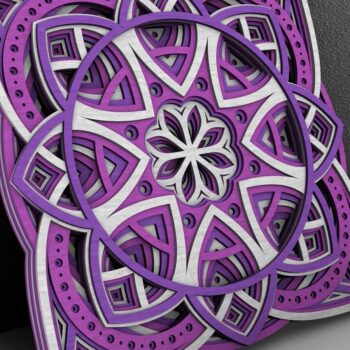 Intra απο ξύλο plywood  Χρώμα wenge 3mm-4mm πάχος - Flower Mandala , Layered Mandala Δίασταση 30x30 cm INTRAFABR-121663834 - Image 2