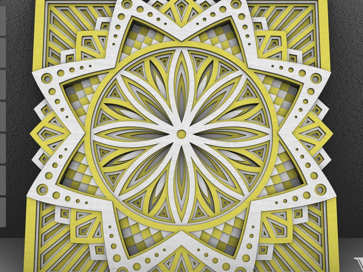 Intra απο ξύλο plywood  Χρώμα wenge 3mm-4mm πάχος - Flower Mandala , Layered Mandala Δίασταση 30x30 cm INTRAFABR-117734790