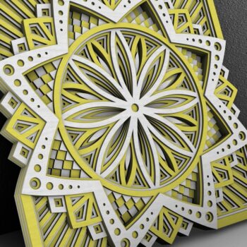 Intra απο ξύλο plywood  Χρώμα wenge 3mm-4mm πάχος - Flower Mandala , Layered Mandala Δίασταση 30x30 cm INTRAFABR-117734790 - Image 2