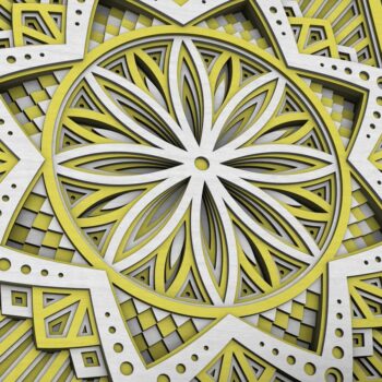 Intra απο ξύλο plywood  Χρώμα wenge 3mm-4mm πάχος - Flower Mandala , Layered Mandala Δίασταση 30x30 cm INTRAFABR-117734790 - Image 3