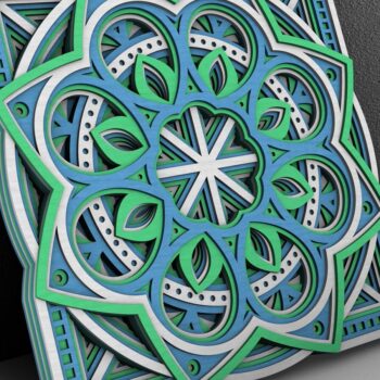 Intra απο ξύλο plywood  Χρώμα wenge 3mm-4mm πάχος - Flower Mandala , Layered Mandala Δίασταση 30x30 cm INTRAFABR-75006251 - Image 2