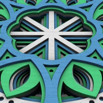 Intra απο ξύλο plywood  Χρώμα wenge 3mm-4mm πάχος - Flower Mandala , Layered Mandala Δίασταση 30x30 cm INTRAFABR-75006251 - Image 5