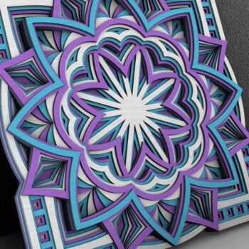 Intra απο ξύλο plywood  Χρώμα wenge 3mm-4mm πάχος - Flower Mandala , Layered Mandala Δίασταση 30x30 cm INTRAFABR-123630833 - Image 2