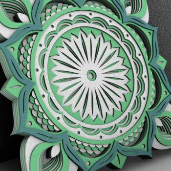 Intra απο ξύλο plywood  Χρώμα wenge 3mm-4mm πάχος - Flower Mandala , Layered Mandala Δίασταση 30x30 cm INTRAFABR-123630832 - Image 2