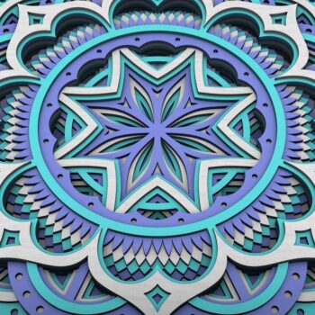 Intra απο ξύλο plywood  Χρώμα wenge 3mm-4mm πάχος - Flower Mandala , Layered Mandala Δίασταση 30x30 cm INTRAFABR-123630834 - Image 4