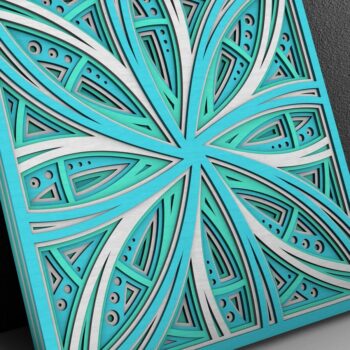 Intra απο ξύλο plywood  Χρώμα wenge 3mm-4mm πάχος - Flower Mandala , Layered Mandala Δίασταση 30x30 cm INTRAFABR-123630831 - Image 2