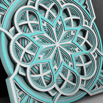 Intra απο ξύλο plywood  Χρώμα wenge 3mm-4mm πάχος - Flower Mandala , Layered Mandala Δίασταση 30x30 cm INTRAFABR-70932130 - Image 2