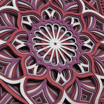 Intra απο ξύλο plywood  Χρώμα wenge 3mm-4mm πάχος - Flower Mandala , Layered Mandala Δίασταση 30x30 cm INTRAFABR-24709510 - Image 3