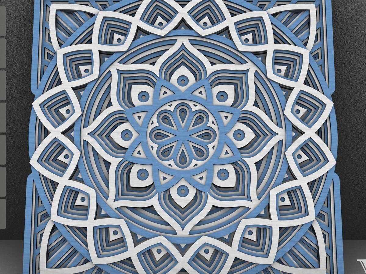 Intra απο ξύλο plywood  Χρώμα wenge 3mm-4mm πάχος - Flower Mandala , Layered Mandala Δίασταση 30x30 cm INTRAFABR-75385887