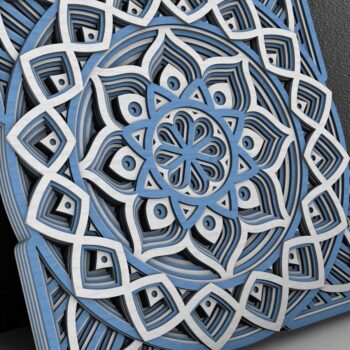 Intra απο ξύλο plywood  Χρώμα wenge 3mm-4mm πάχος - Flower Mandala , Layered Mandala Δίασταση 30x30 cm INTRAFABR-75385887 - Image 2