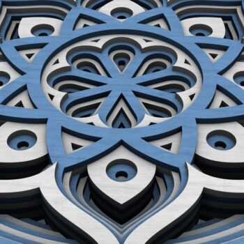 Intra απο ξύλο plywood  Χρώμα wenge 3mm-4mm πάχος - Flower Mandala , Layered Mandala Δίασταση 30x30 cm INTRAFABR-75385887 - Image 5