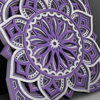 Intra απο ξύλο plywood  Χρώμα wenge 3mm-4mm πάχος - Flower Mandala , Layered Mandala Δίασταση 30x30 cm INTRAFABR-121492985 - Image 2