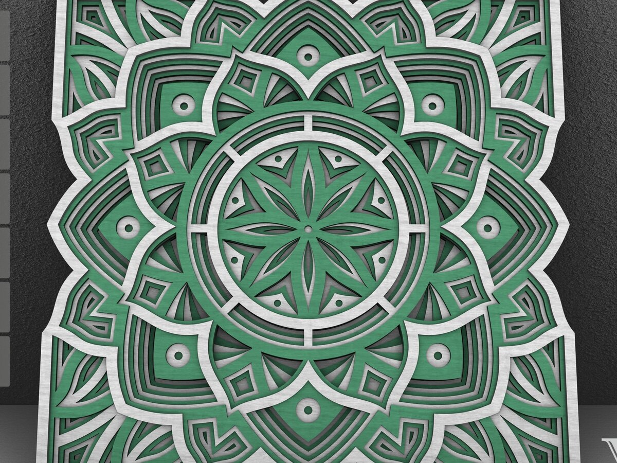 Intra απο ξύλο plywood  Χρώμα wenge 3mm-4mm πάχος - Flower Mandala , Layered Mandala Δίασταση 30x30 cm INTRAFABR-121492987