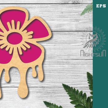 Intra απο ξύλο plywood  Χρώμα wenge 3mm-4mm πάχος - Διακόσμηση με κομμένο λέιζερ λιωμένο με λουλούδια 5 Δίασταση 20x20 cm INTRAFABR-85378761 - Image 1