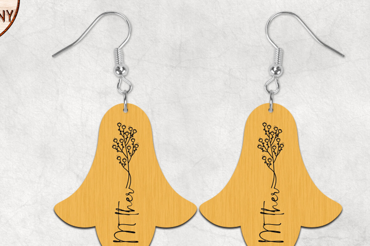 Intra απο ξύλο plywood  Χρώμα wenge 3mm-4mm πάχος - Flower Mom Boho Σκουλαρίκια Δίασταση 3x3 cm INTRAFABR-85378711