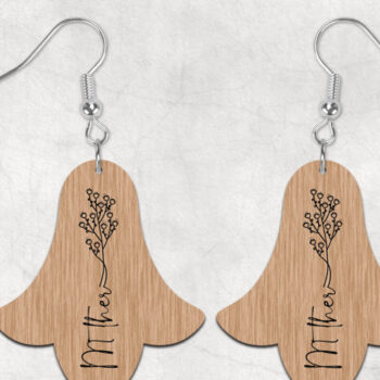 Intra απο ξύλο plywood  Χρώμα wenge 3mm-4mm πάχος - Flower Mom Boho Σκουλαρίκια Δίασταση 3x3 cm INTRAFABR-85378711 - Image 2