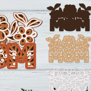 Intra απο ξύλο plywood  Χρώμα wenge 3mm-4mm πάχος - Flower Mom Layered Mom 3D Δίασταση 30x20 cm INTRAFABR-85378721 - Image 2