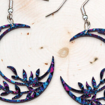 Intra απο ξύλο plywood Χρώμα wenge 3mm-4mm πάχος - Σκουλαρίκια λουλουδιών φεγγαριού με λέιζερ. Δίασταση 3x3 cm INTRAFABR-85378745 - Image 1