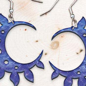 Intra απο ξύλο plywood Χρώμα wenge 3mm-4mm πάχος - Σκουλαρίκια λουλουδιών φεγγαριού με λέιζερ. Δίασταση 3x3 cm INTRAFABR-85378752 - Image 1