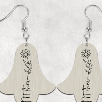 Intra απο ξύλο plywood  Χρώμα wenge 3mm-4mm πάχος - Flower Mother Boho Σκουλαρίκια Δίασταση 3x3 cm INTRAFABR-85378689 - Image 1