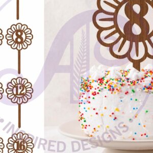 Intra απο ξύλο plywood  Χρώμα wenge 3mm-4mm πάχος - Flower Number Cake Toppers, 16 σχέδια Δίασταση 30x20 cm INTRAFABR-109026882